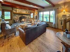Smart TV, fireplace, video games, DVD player