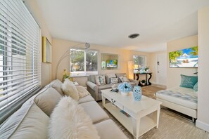 Smart TV, DVD player, books, music library