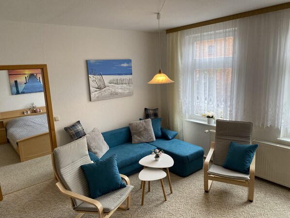 TV, DVD player, books