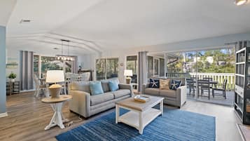 Smart TV, chimenea, reproductor de DVD y tenis de mesa