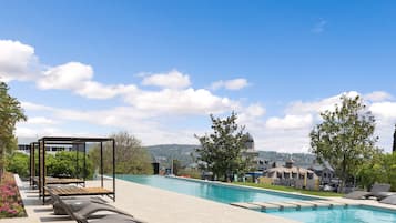 Outdoor pool, sun loungers
