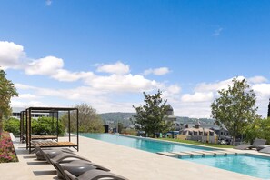 Outdoor pool, sun loungers