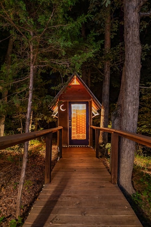 Exterior. Yurt Floating in the Forest