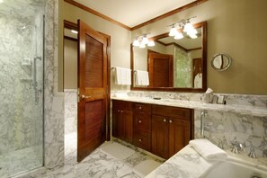 Combined shower/tub, jetted tub