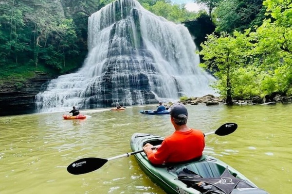 BURGESS FALLS: The top is accessible by hiking or you can kayak to bottom.