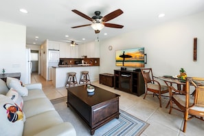 Condo, 1 Queen Bed (Kona Isle D2) | Living room | TV - Kona Isle D2 (Kailua-Kona)