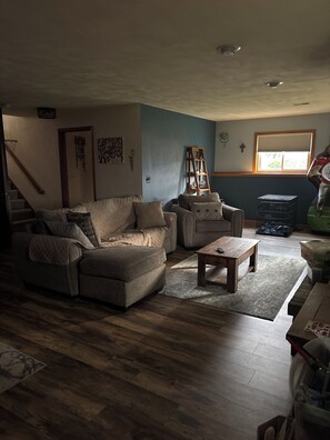 TV connectée, cheminée, livres