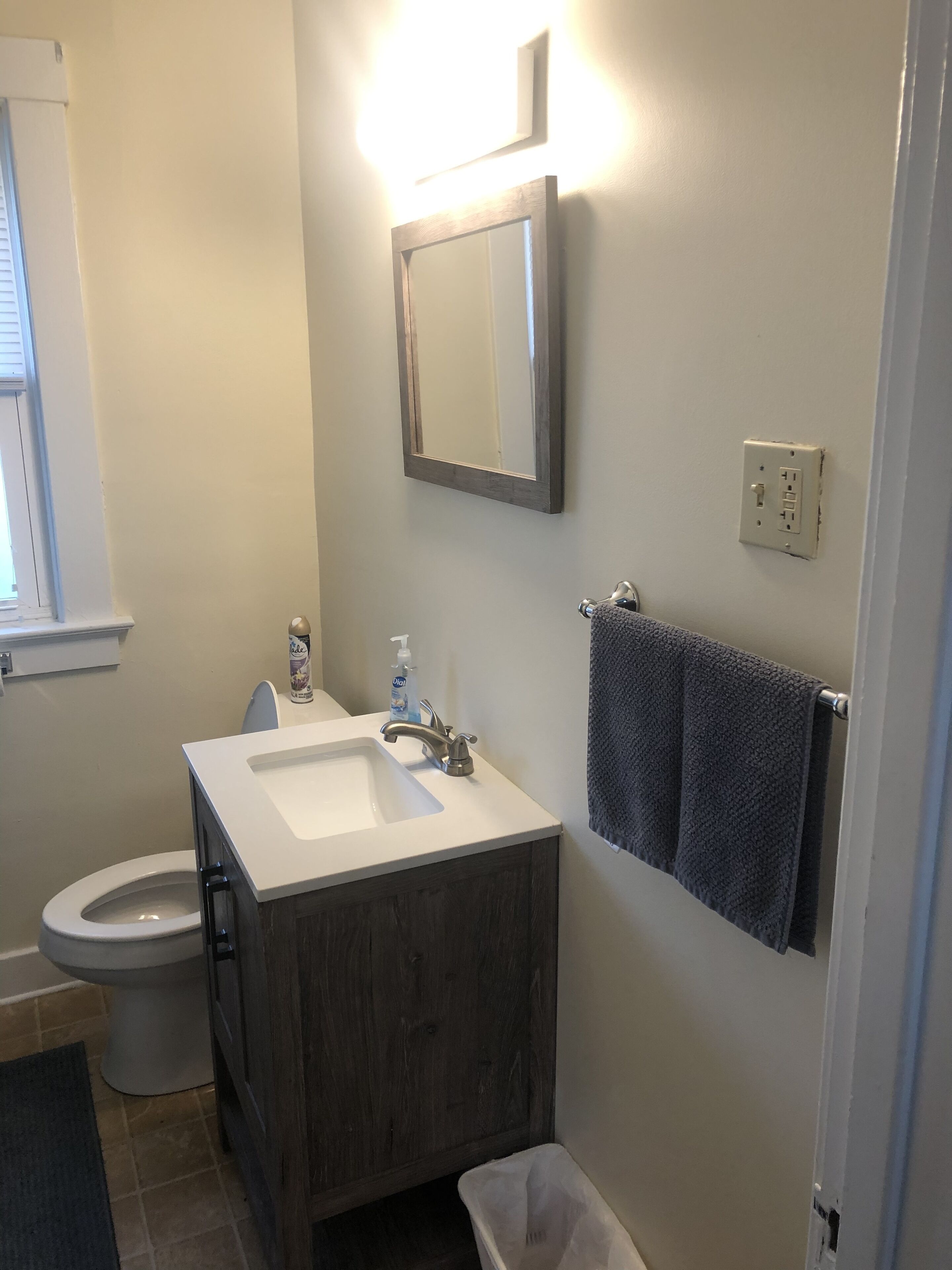 Bathtub, hair dryer, towels, soap