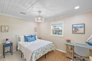 2 bedrooms, desk, iron/ironing board, travel crib