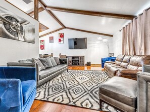 Smart TV, foosball, books