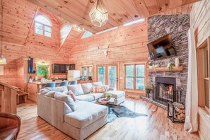 Smart TV, fireplace, foosball, table tennis