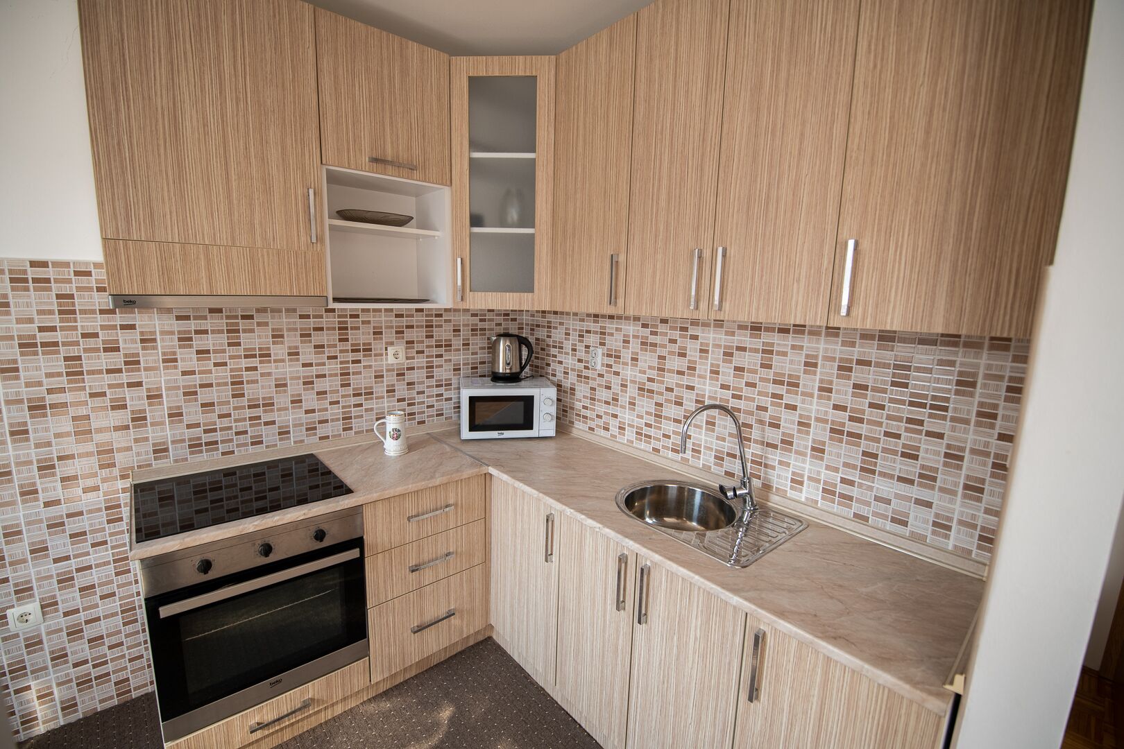 Dishwasher, toaster, blender, dining tables