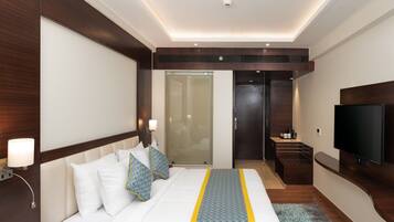 Superior-værelse | Premium-sengetøj, pengeskab på værelset