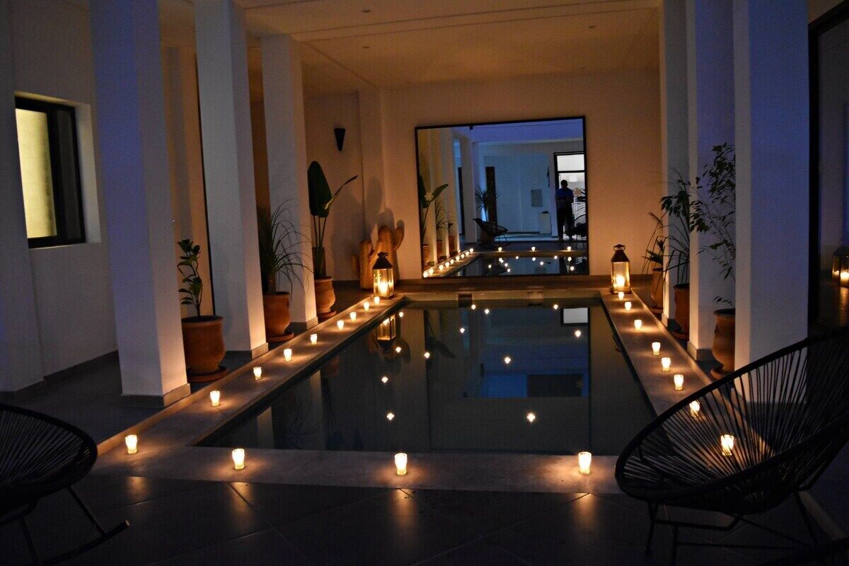 Piscine extérieure, piscine chauffée