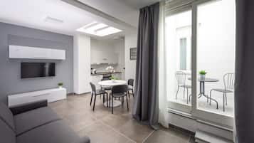 Comfort Apartment, 1 Bedroom, Terrace | Living area | 43-inch Smart TV with digital channels, TV