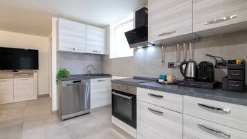 Fridge, oven, stovetop, dishwasher