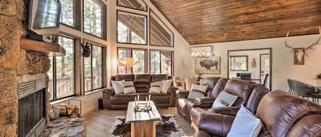 TV, fireplace