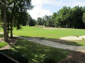 Stroll along the well-maintained fairway, surrounded by lush greenery and tranquil scenery.