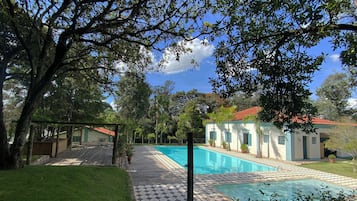 2 outdoor pools, pool umbrellas, pool loungers