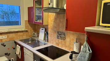 Kühlschrank, Mikrowelle, Herdplatte, Geschirrspüler