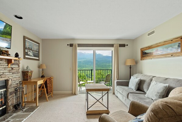 Condo, 1 Queen Bed with Sofa bed, Balcony, Mountain View (#C102 - No Pets) | Living area