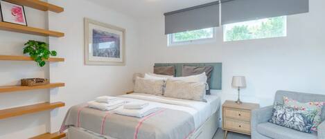 Basic Apartment, 1 King Bed | 1 bedroom, desk, laptop workspace, iron/ironing board