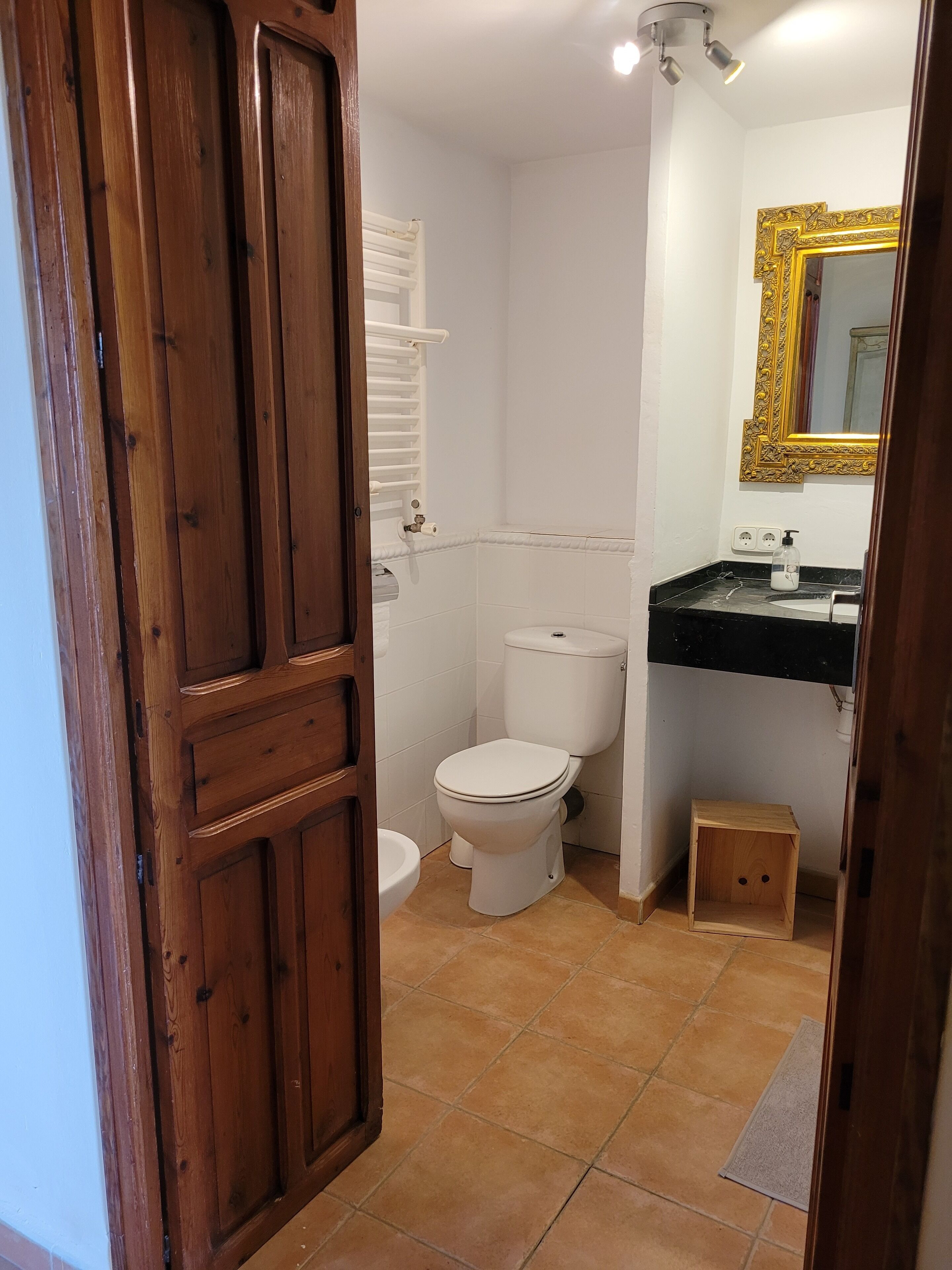 Ducha y bañera combinadas, secador de pelo, bidé y toallas