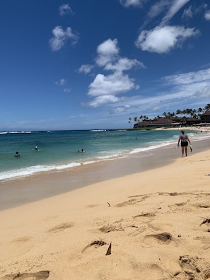 Guests can enjoy a leisurely beach experience with access to the ocean.