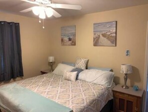 2 bedrooms, desk, iron/ironing board, travel cot