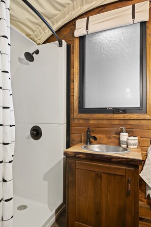 Glamping Wagon - Includes Shower/Restroom | Living area - Grand Canyon Glamping Resort (Meadview)