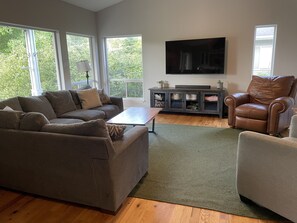 Smart TV, fireplace, video games, books