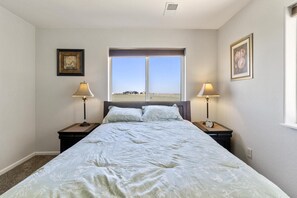 2 bedrooms, desk, iron/ironing board, travel cot