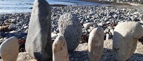 On the beach, beach towels