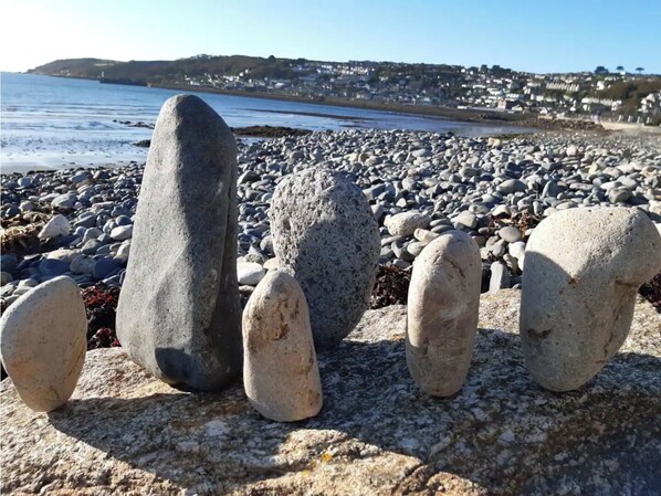 On the beach, beach towels