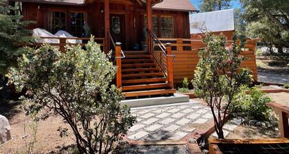Cozy cabin retreat nestled among forest trees