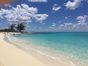 On the beach, beach towels