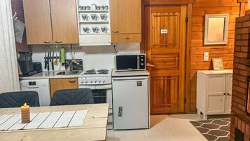 Fridge, microwave, oven, dishwasher