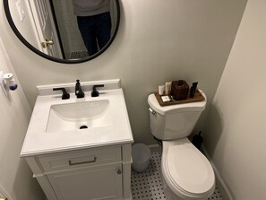 Combined shower/bathtub, hair dryer