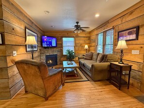 Fernseher, Kamin, DVD-Player