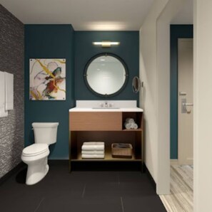 Douche, sèche-cheveux, serviettes fournies, savon