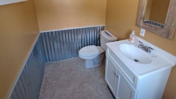 Shower, towels, toilet paper