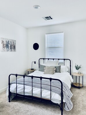 4 bedrooms, desk, iron/ironing board, travel cot