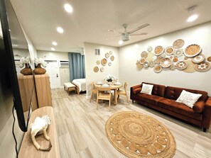 Standard Apartment, 1 Queen Bed, Non Smoking, Pets Not Allowed (Suite Five) | Living area | 65-inch flat-screen TV with satellite channels, TV - The Pearl Beachside Apartments on Hollywood Beach Broadwalk (Hollywood)