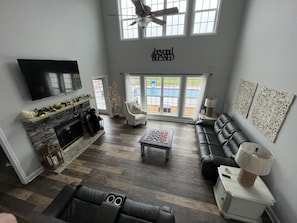 Smart TV, fireplace, video games, books