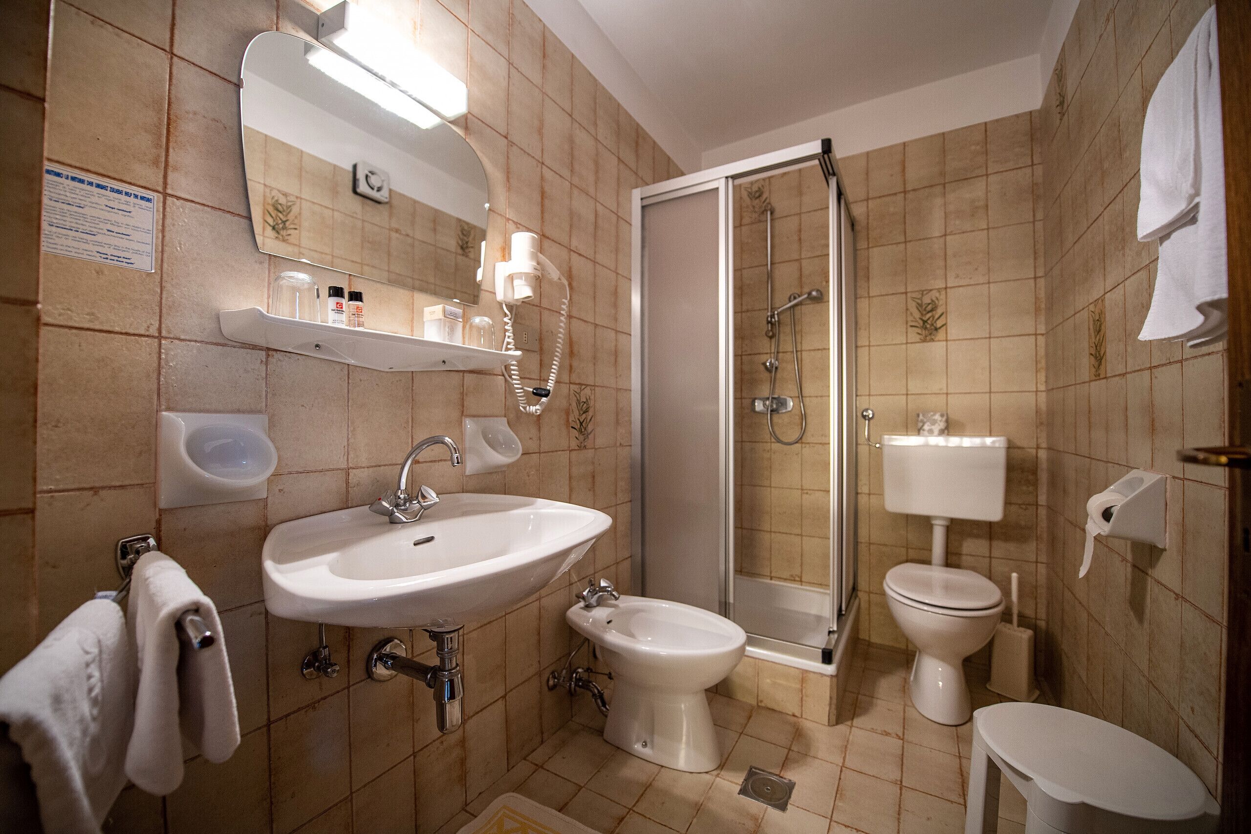Dusche, Haartrockner, Handtücher