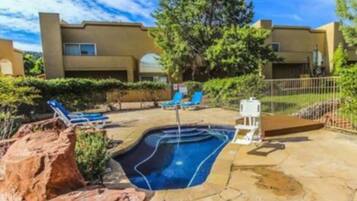 Indoor pool, outdoor pool, pool loungers