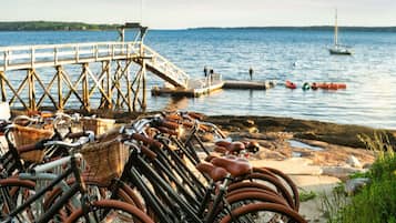 Enjoy lakeside relaxation and scenic views from our dock, perfect for a peaceful retreat or outdoor activities.