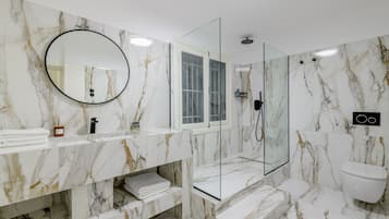 Doccia, asciugacapelli, sapone, shampoo