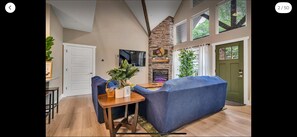 Smart TV, fireplace, video games, table football