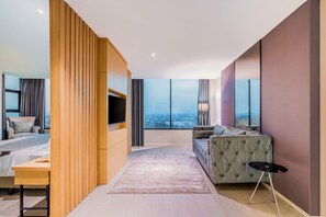 Presidential Suite | 起居區 | 41-吋 LCD 液晶電視、有線頻道、電視、壁爐